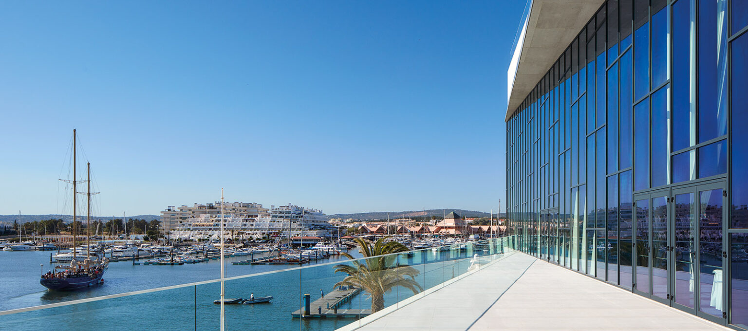 the balcony of Algarve Congress Center with overlooking Vilamoura Marina, Algarve